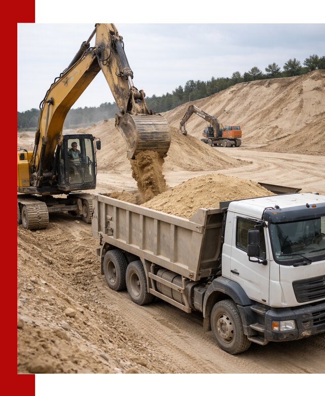 Доставка карьерного песка с самосвалами и разгрузкой в Северске