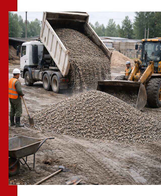 Мытый гравий с доставкой в Северске от карьера до участка