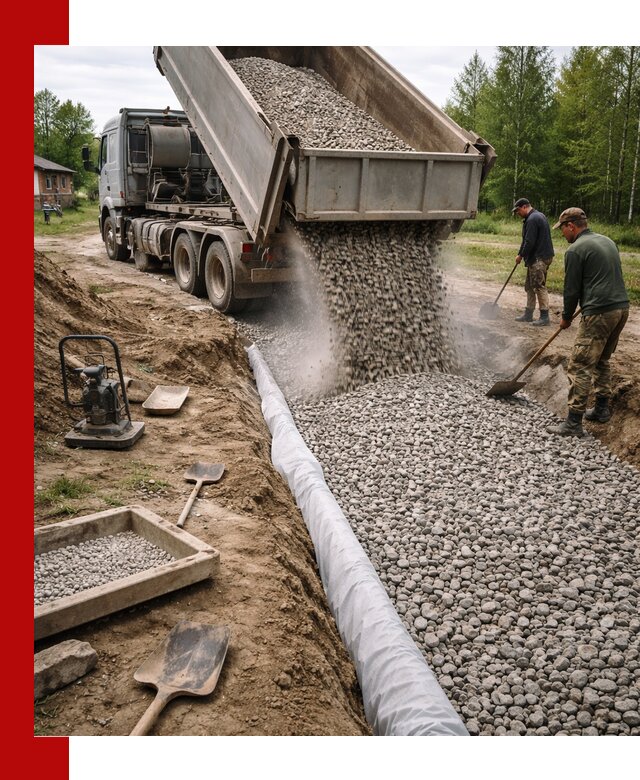 Гравий для дренажа с доставкой в Северске качественный и недорогой