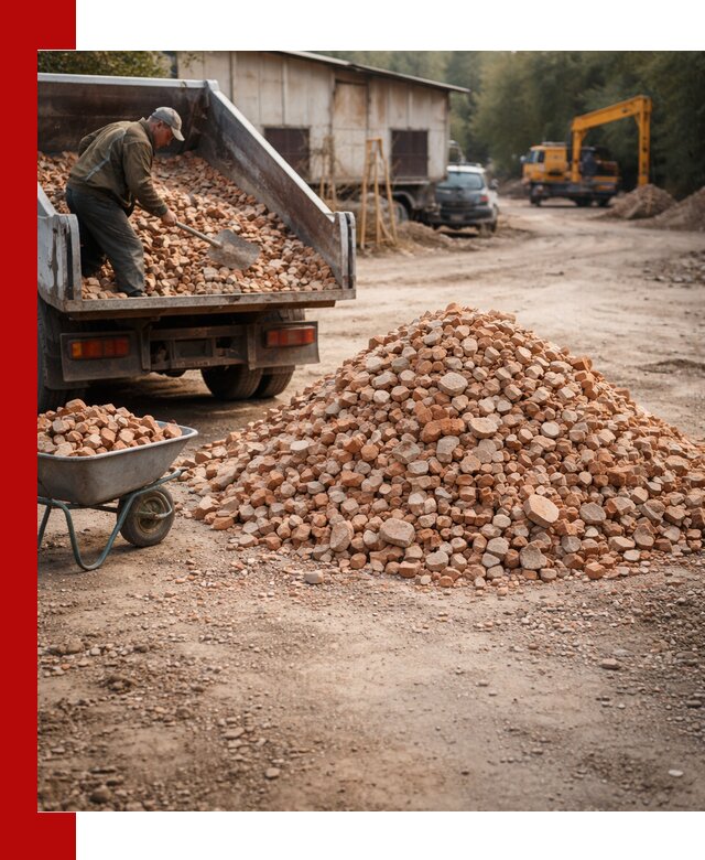 Доставка и подушка из боя кирпича с разгрузкой в Северске