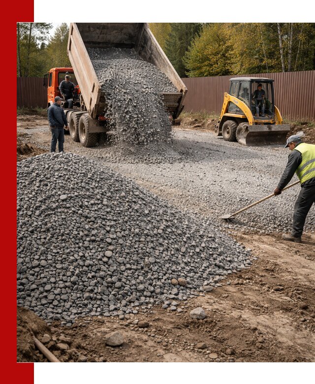 Отсыпка участка щебнем с доставкой и уплотнением в Северске